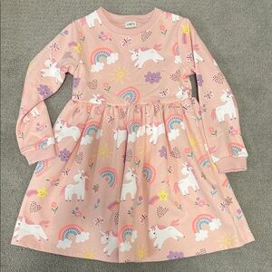 Pink Unicorn and Rainbow Kids Dress size 6